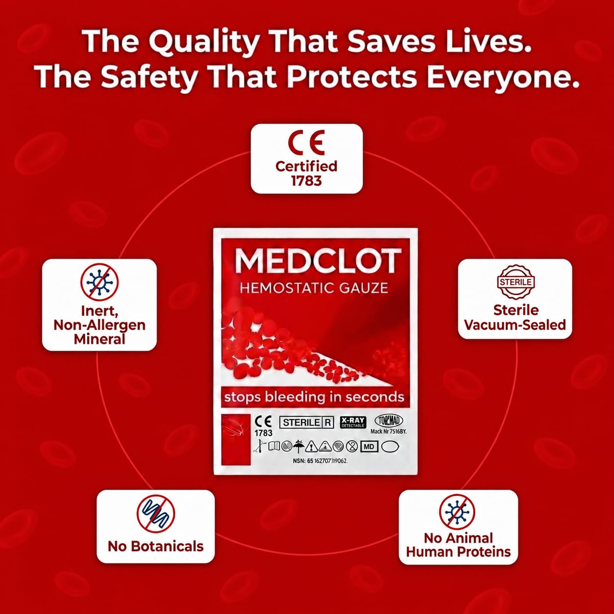 Hemostatic Gauze Bleed Stop Kaolin Blood Clotting Bandage 3inx2ft — Amazon image 7