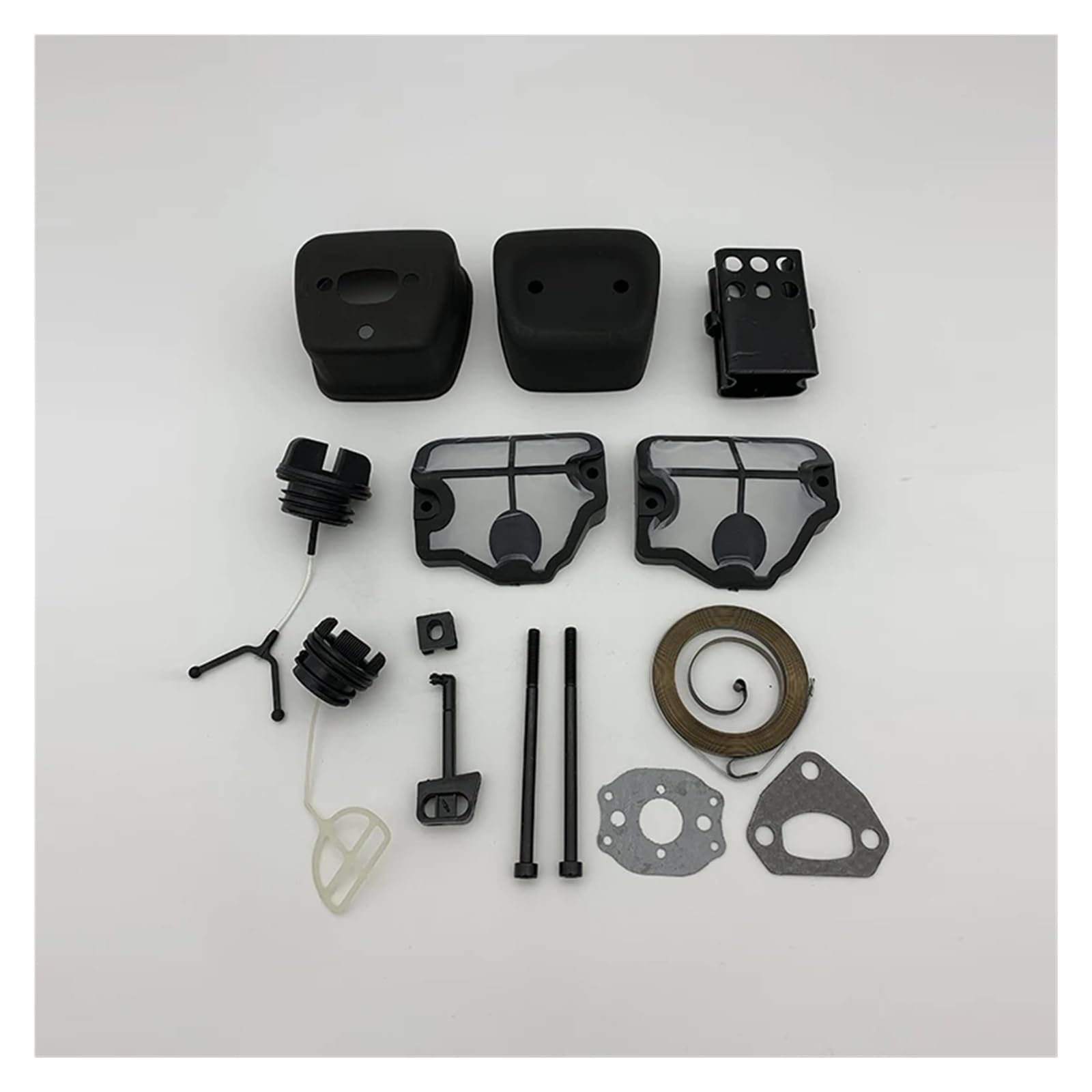 Apto para Husqvarna 137 142 137LE 142LE Recambios para motosierra de gas Perno de escape Filtro de aire Tapón de combustible Varilla del arrancador Polea de arranque