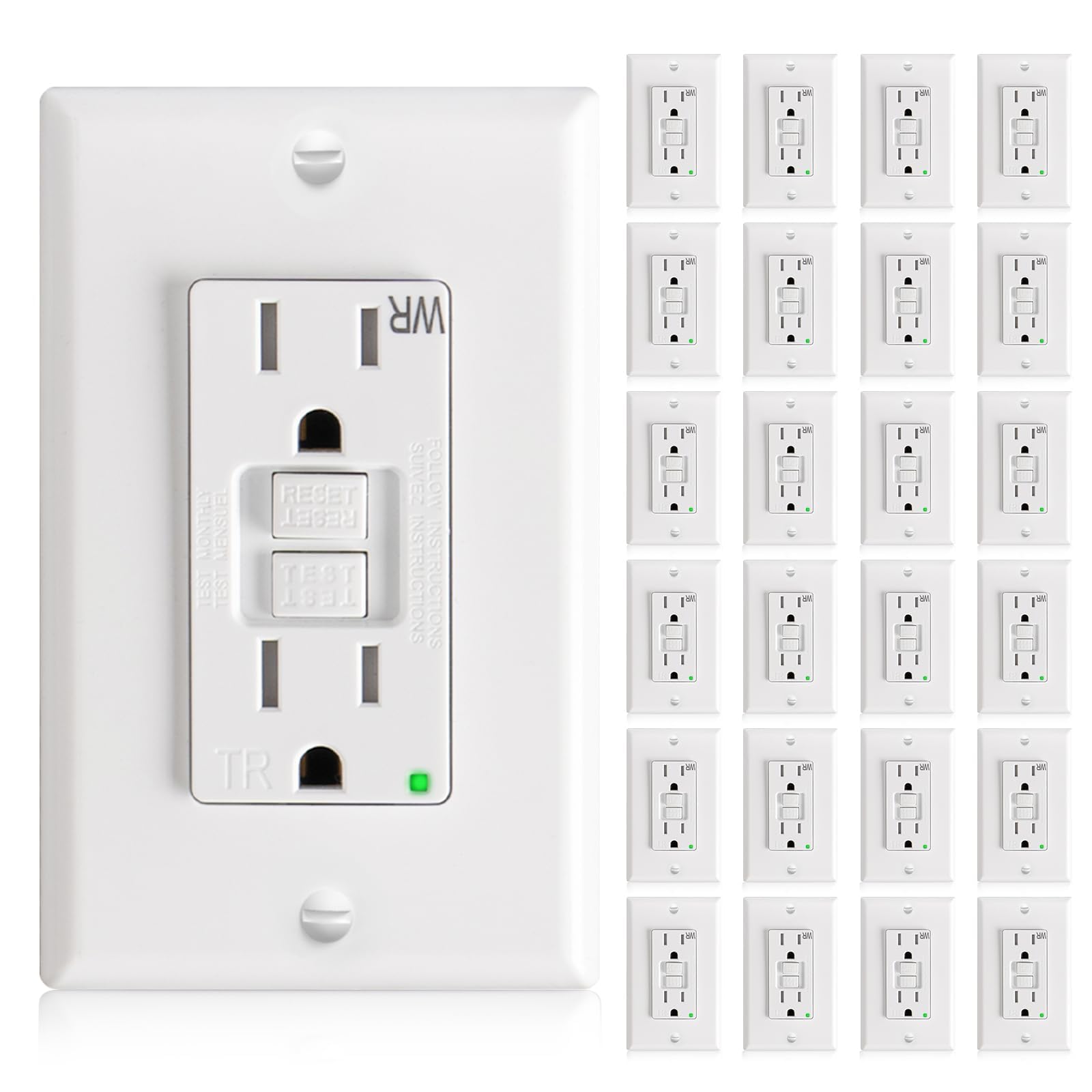 Amico GFCI Outlets - 12 Pack, Weather Resistant -10