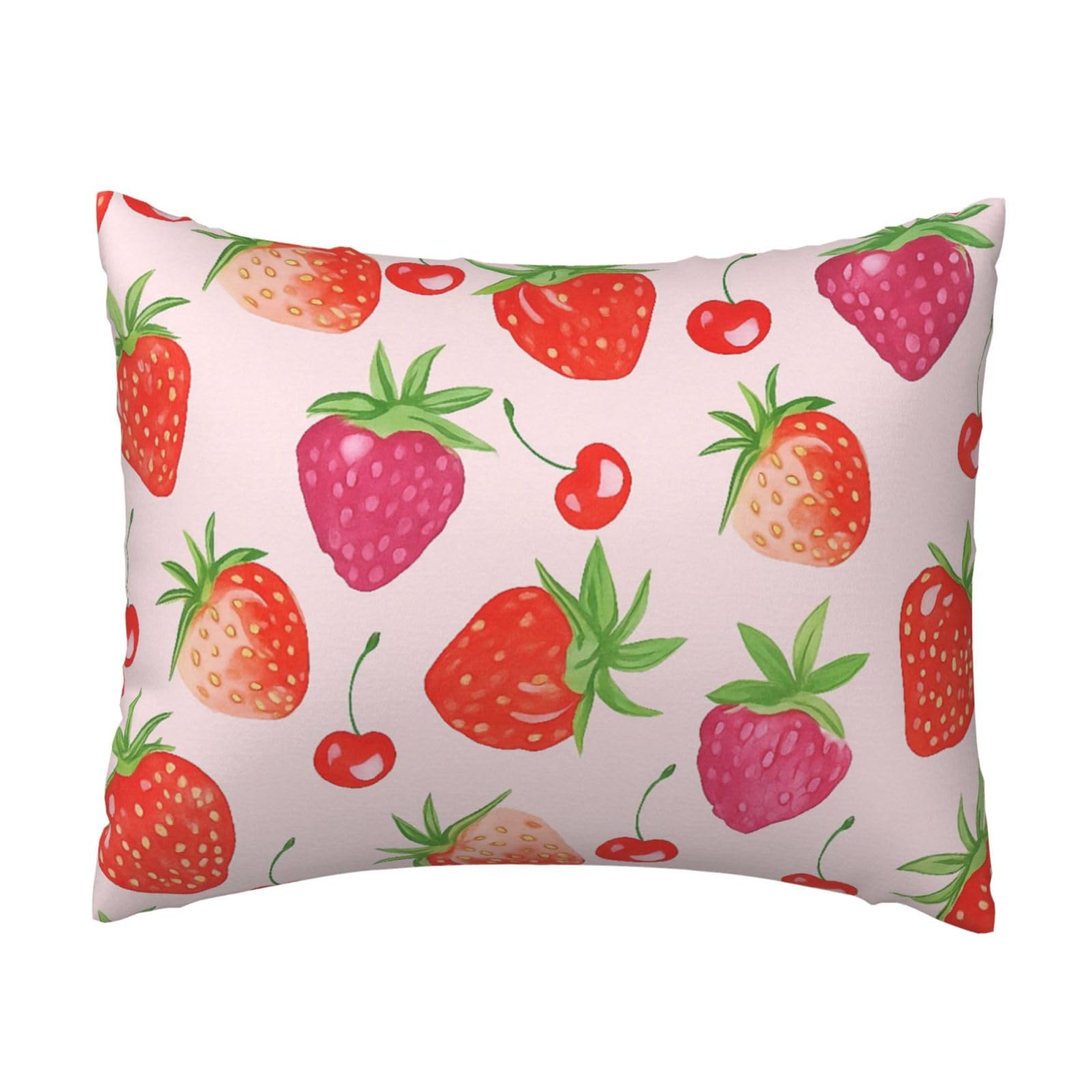 Fresh Strawberry & Cherry Pillowcase Soft Plush with Zipper Decorative Pillowcovers 16x20 in
