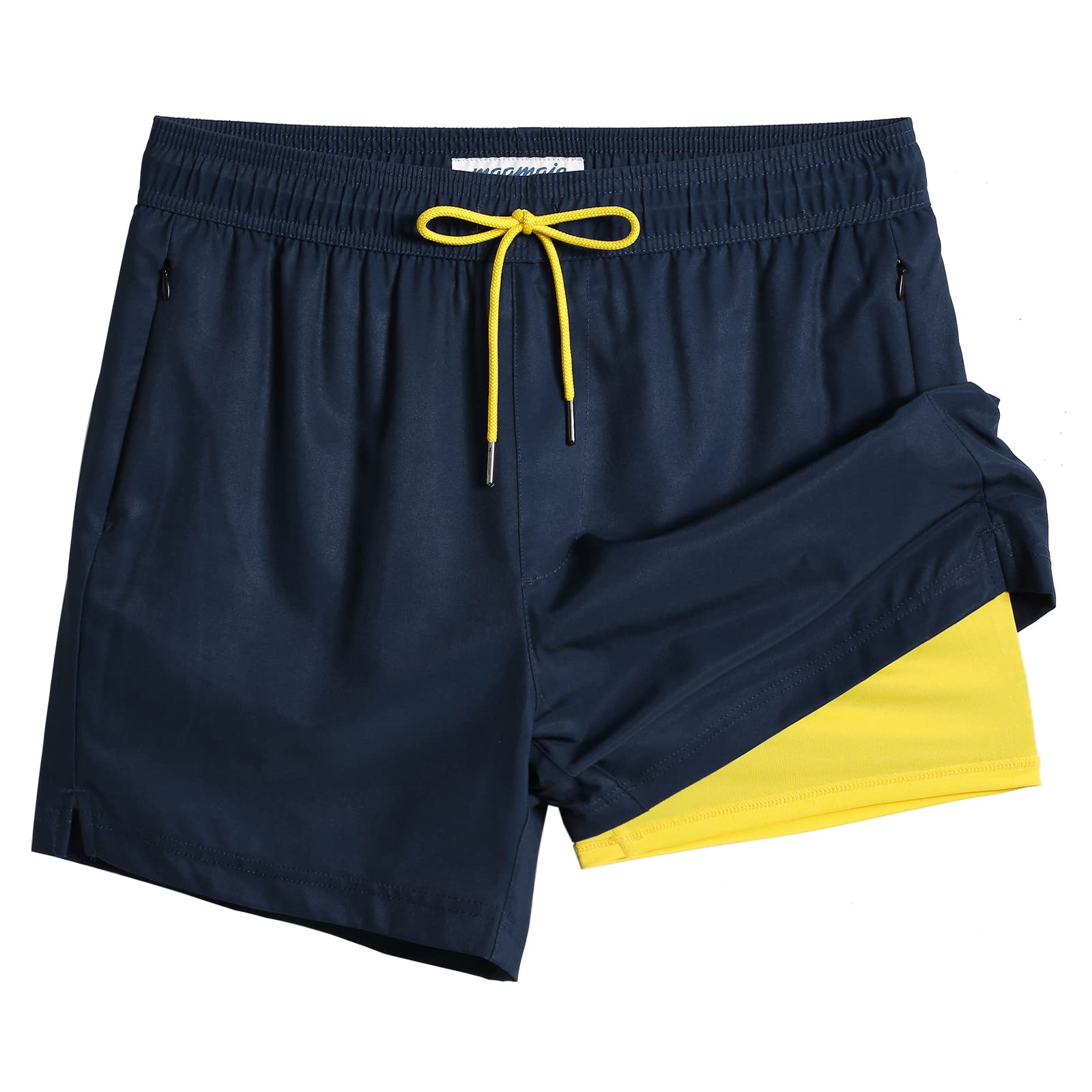 maamgic Mens Swim Trunks with Compression Liner 5 Inch Quick Dry for Beach