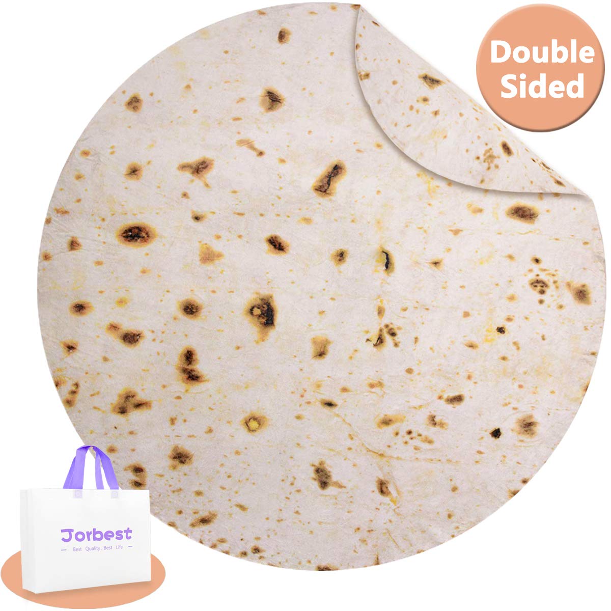 Jorbest Burritos Tortilla Blanket 2.0 Double Sided 60 inches for Adult and Kids, 280 GSM Funny Soft Flannel Taco Blanket, Novelty Giant Food Blanket for Everyone, Yellow Blanket -a