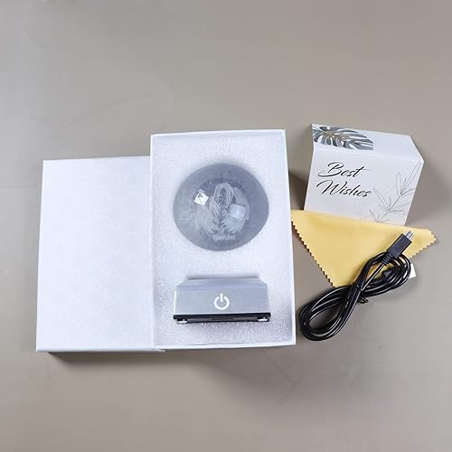 Miniatura 7 de Ornalrist Bola de cristal de Géminis 3D K9 de 3.1in con base LED plateada de 3.15 pulgadas3.1in, constelación en miniatura grabada interior, regalos