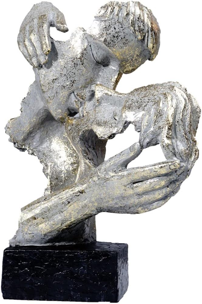 Sculptures Statues Modern Bust Sculpture, Living Room Decoration, Sculpture Decoration, Abstract Art Faces, Color Silver with Base, Silver, 18.5 x 12 x 27.8 cm (d 18.5 * 12 * 27.8cm)