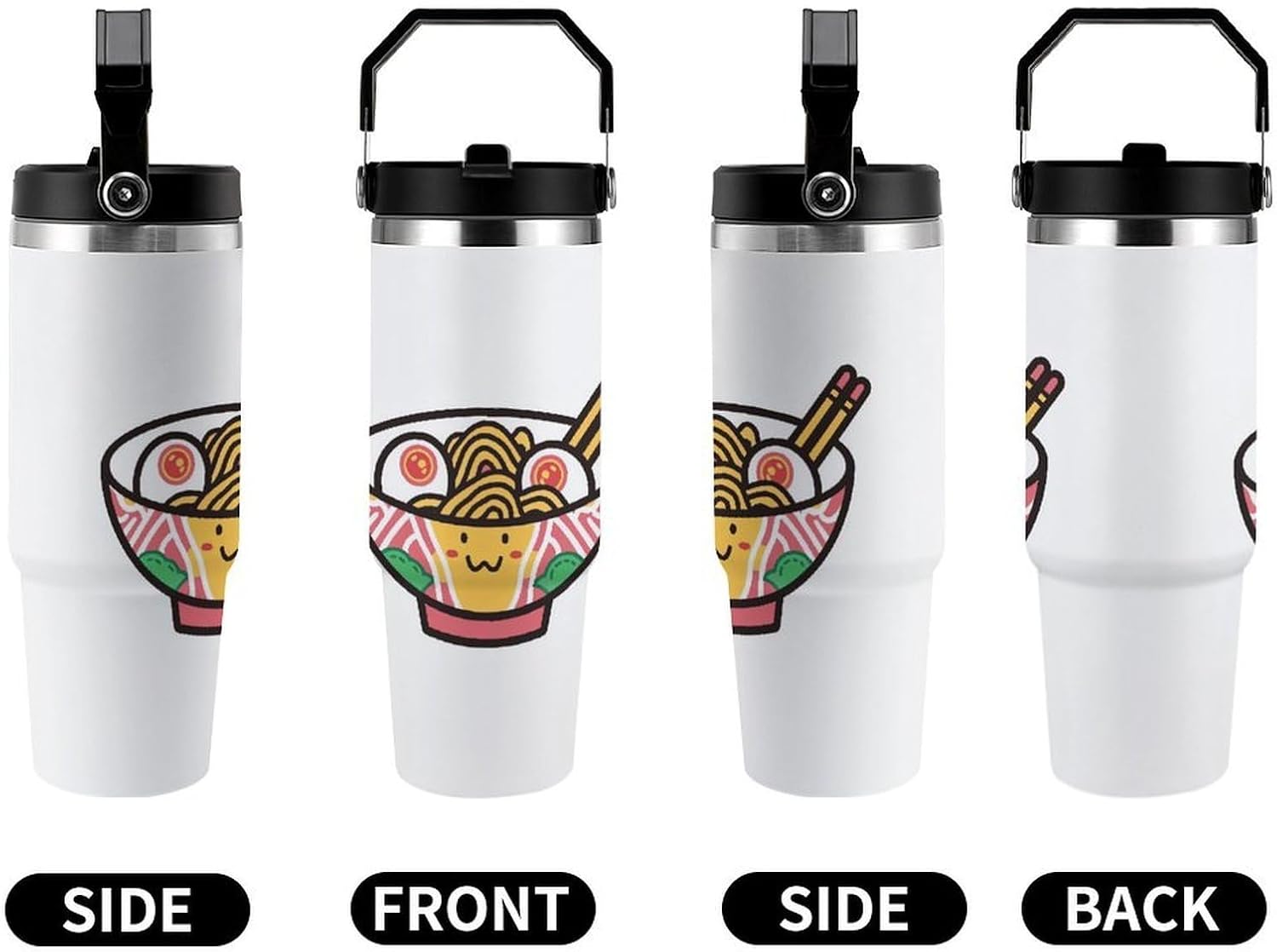 Ramen Two Eggs Flip Straw Tumbler with Handle 30 Oz image 5
