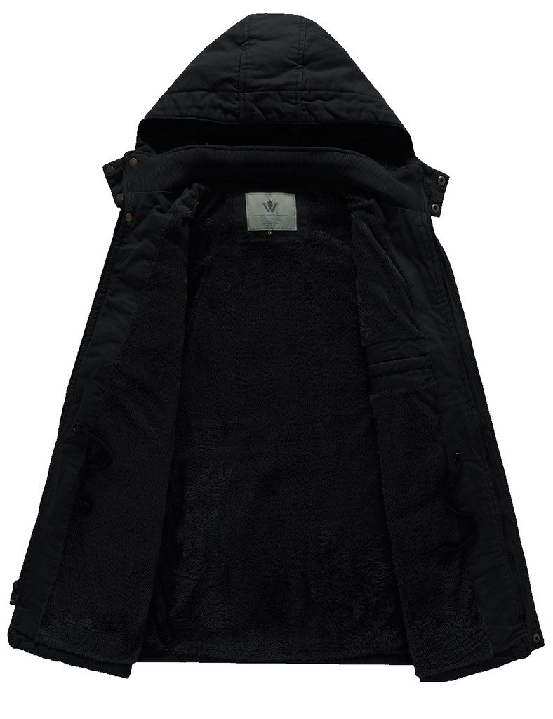 WenVen Chaqueta de Algodón para Hombre a Prueba de Viento Parka Casual Militar Clásica Parka Capucha Gruesa Extraíble con Pelo Cazadora Entretiempo Bolsillos Múltiples