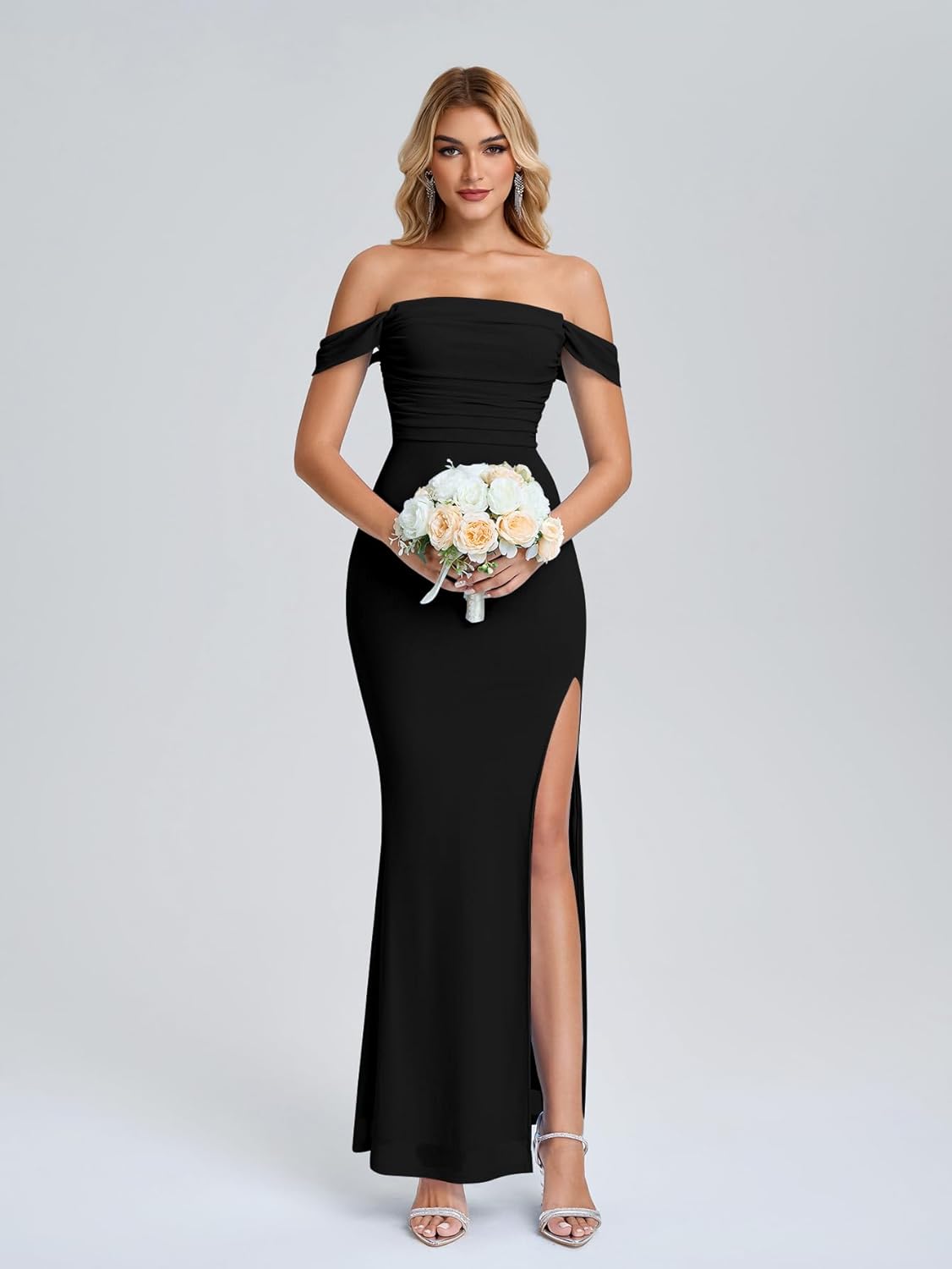 KUTUMAI Off Shoulder Corset Long Formal Wedding Guest Dress 2026 Sexy High Split Floral Ruched Bodycon Maxi Dresses for Women - Image 5