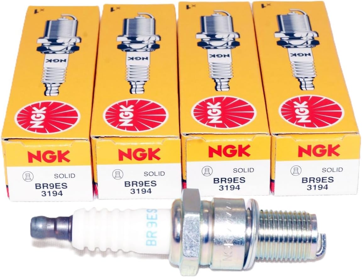 NGK BR9ES 3194 Spark Plugs 4-Pack - Genuine OEM for Car Truck Motorcycle ATV UTV Boat