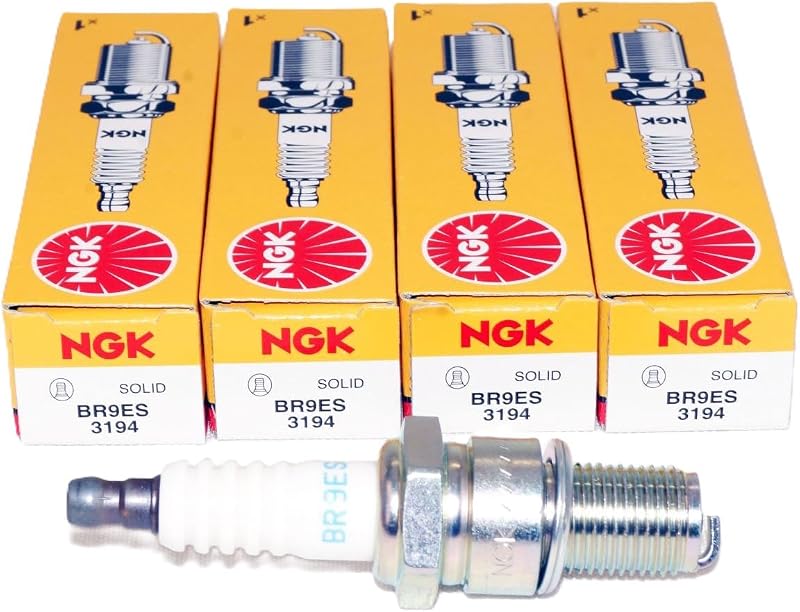 Vela de ignição NGK 3194 BR9ES com rosca 14 mm x 1,25 mm – Kit com 4 unidades