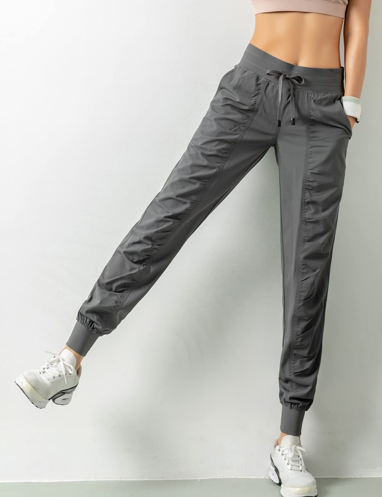 TOPLAZA Pantaloni Sportivi Joggers Donna Pieghettato Vita Alta con Tasche