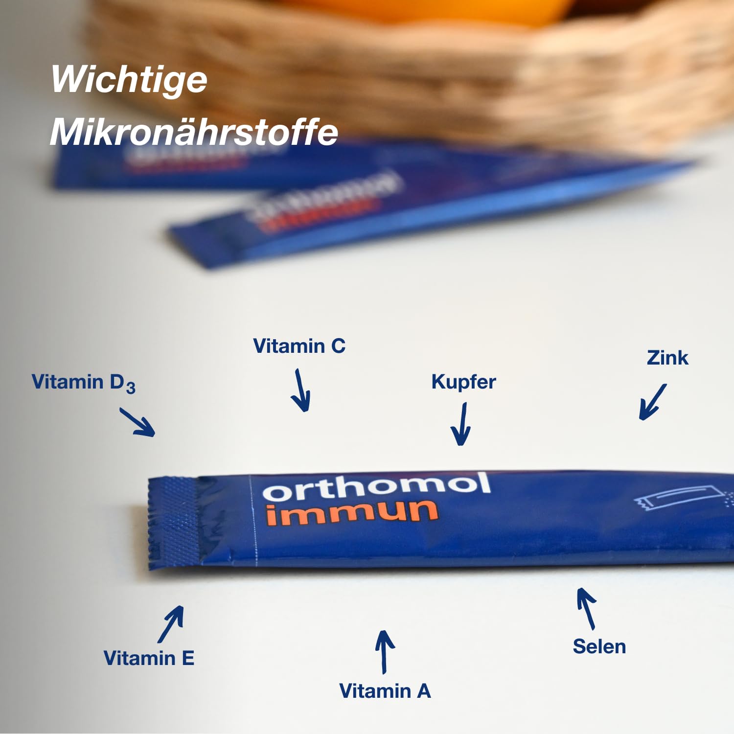 Orthomol Immun Direktgranulat Menthol-Himbeere: 25 Nährstoffe zur Unterstützung des Immunsystems*, u.a. mit Vitamin C, Vitamin D & Zink als Beitrag zu einer normalen Funktion des Immunsystems, 30 Stk.