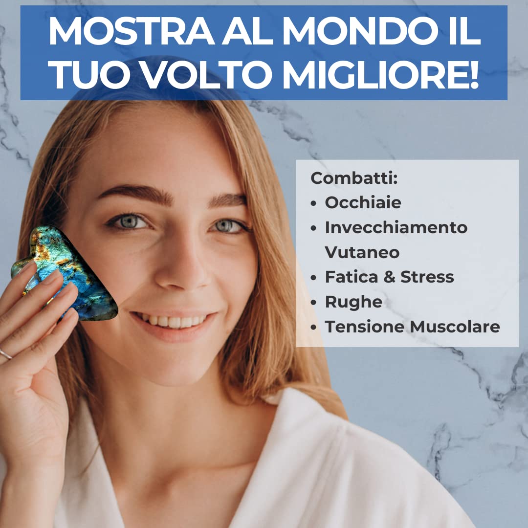 Gua Sha Viso Labradorite Pietra Naturale - Massaggio Antirughe