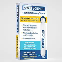 Bastão de silicone para cicatrizes – Gel para cicatrizes de silicone de grau médico com aplicador de botão de pressão, dupla de massagem para cicatrizes cirúrgicas, queloides e acne – Seguro para