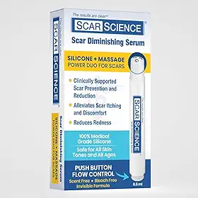 Bastão de silicone para cicatrizes – Gel para cicatrizes de silicone de grau médico com aplicador de botão de pressão, dupla de massagem para cicatrizes cirúrgicas, queloides e acne – Seguro para