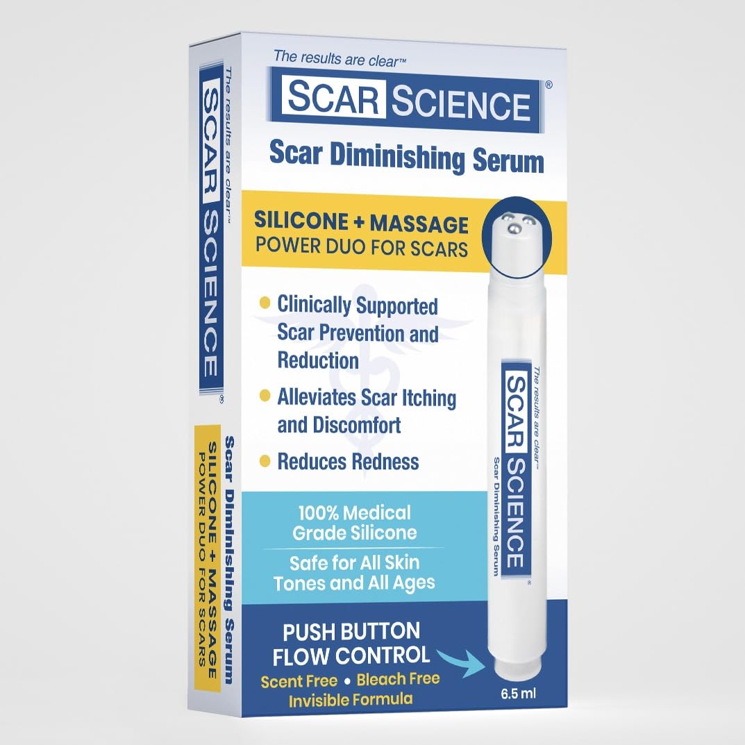 Medical Grade Silicone Scar Gel in Massage Roller - Gel Scar Cream for Newly Healed Wounds and Older Scars - Surgical, Acne, Burns, Hypertrophic, Keloids - All Skin Tones - Tattoo Safe