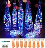 VOOKRY 8 Pack Wine Bottle Lights with Cork,Multicolor 20 LED Battery Operated Fairy String Lights Mini Copper Wire Bottle Lights for Liquor Bottles Crafts,DIY,Party,Decor,Halloween,Christmas,Wedding