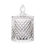 Crystal Diamond Faceted Jar With Crystal Lid