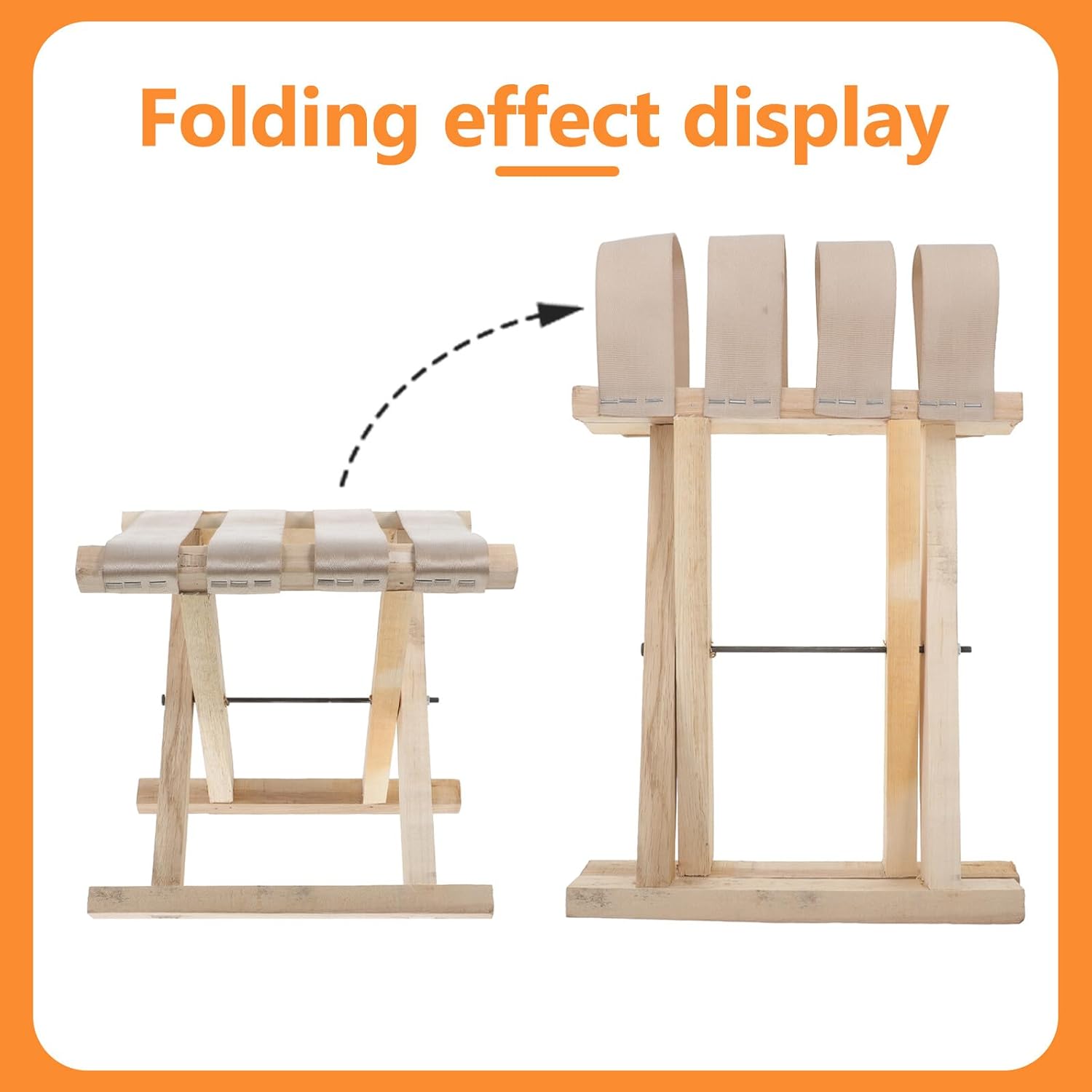 Amosfun Portable Folding Wooden Stool 28cm Height Lightweight Foldable Camping Stool for Adults Outdoor Fishing Travel Seating