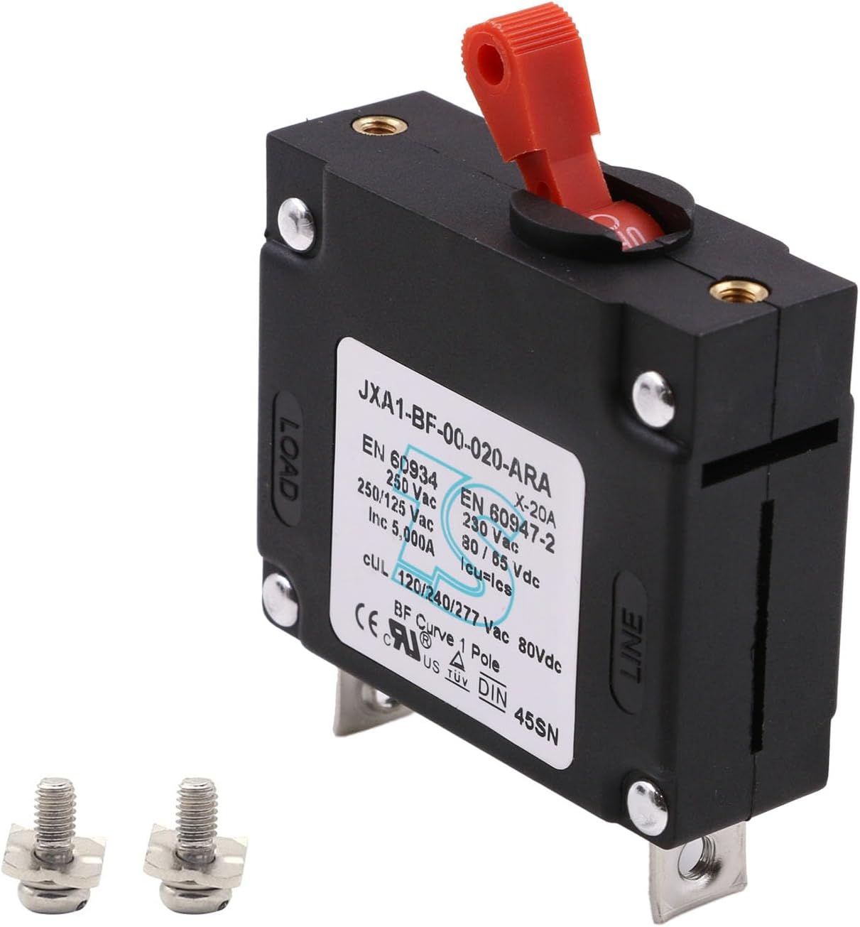 20 Amp AC/DC Red Single Pole Toggle Boat Magnetic Circuit Breaker -20 Amp