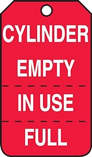 AccuformNMC Gas Cylinder Tags, 25 Pack Perforated, Cylinder Status Tags “Cylinder Full, in Use, Emptyâ€, 5.75†x 3.25â€, Water-Resistant 10-mil Thick PF-Cardstock, Made in USA, MGT206CTP