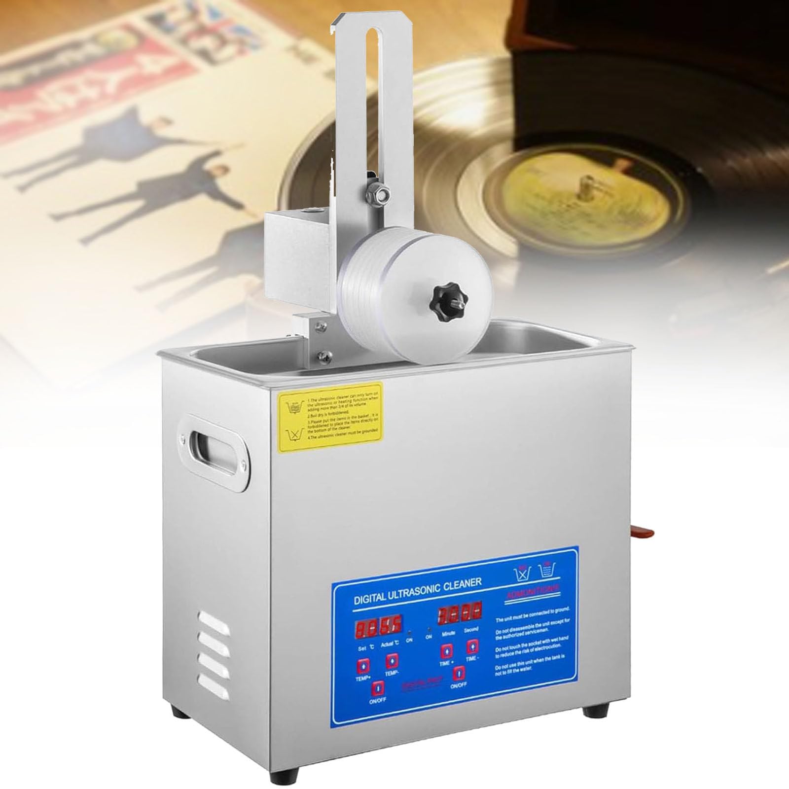 Pulitore ultrasonico del vinile del disco, macchina di pulizia dell'acciaio inossidabile per uso domestico, pulizia profonda LP