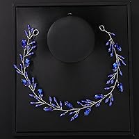 Vista 7 de Teyglen Diadema para el pelo de novia y perlas de cristal hecha a mano con perlas de cristal rojo, azul, negro, accesorios para el cabello de boda