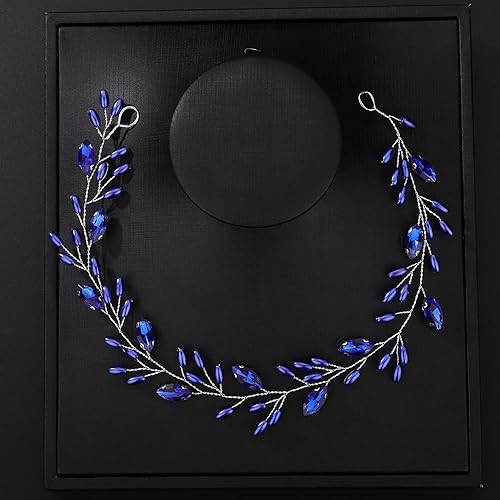Miniatura 7 de Teyglen Diadema para el pelo de novia y perlas de cristal hecha a mano con perlas de cristal rojo, azul, negro, accesorios para el cabello de boda