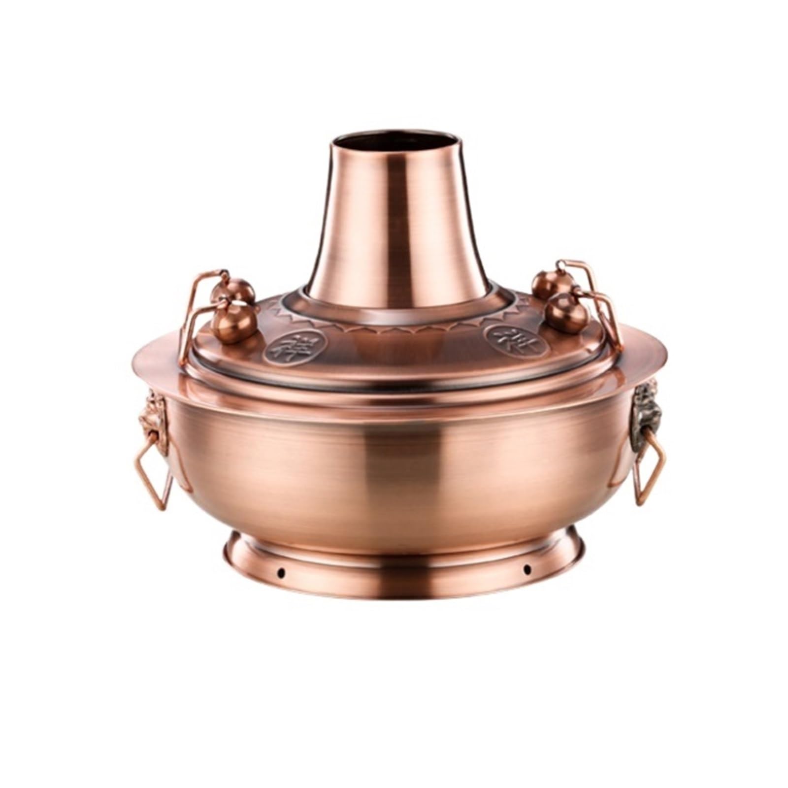 asdchZen Chinese Hot Pot Multifunctional Hot Pot Shabu Hot Pot Stainless Steel Hot Pot Pan Cassette Stove Hot Pot Charcoal Kitchen Cooking Pot,Copper,34cm