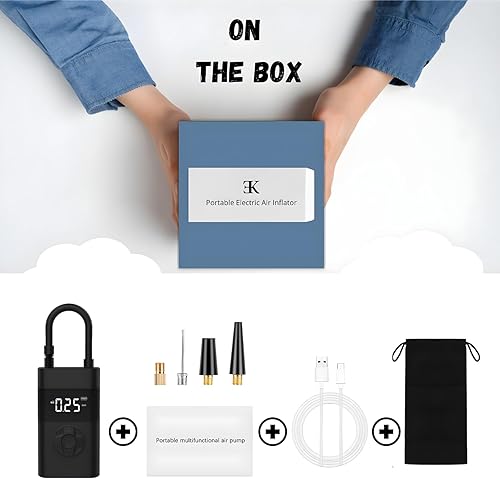 Miniatura 7 de K  Compresor de aire portátil para inflado de neumáticos  Inflado rápido y confiable con 150 PSI  Bomba de aire eléctrica con manómetro digital