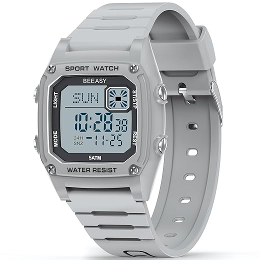 Beeasy Kids Watch, Kid Digital Watch for Ages 3-15 Boys Girls, 50M Waterproof Sport Outdoor Multifunctional Kid Watch with Silicone Band LED Backlight Alarm Stopwatch 12/24 H, Ideal Kids Gift