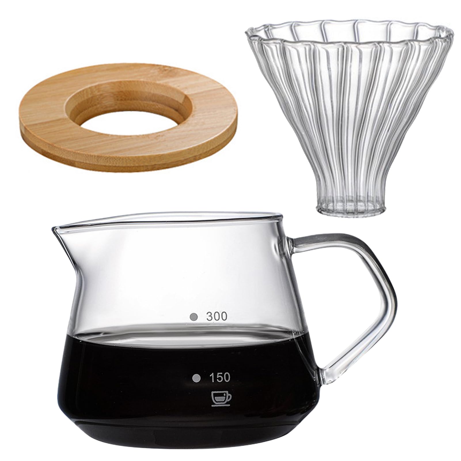 Hand Brewed Coffee Maker Set Household Coffee Filter Cup Share Pot Glass Brewing Pot Coffee Utensils Large Capacity