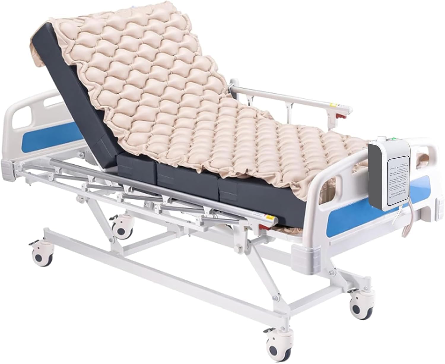 Matelas Anti-Escarres AERIO avec Moteur – Système à Pression Alternée, PVC Médical, 130 Alvéoles, Prévention Escarres, Pompe Silencieuse 50-150 mmHg – 135 kg