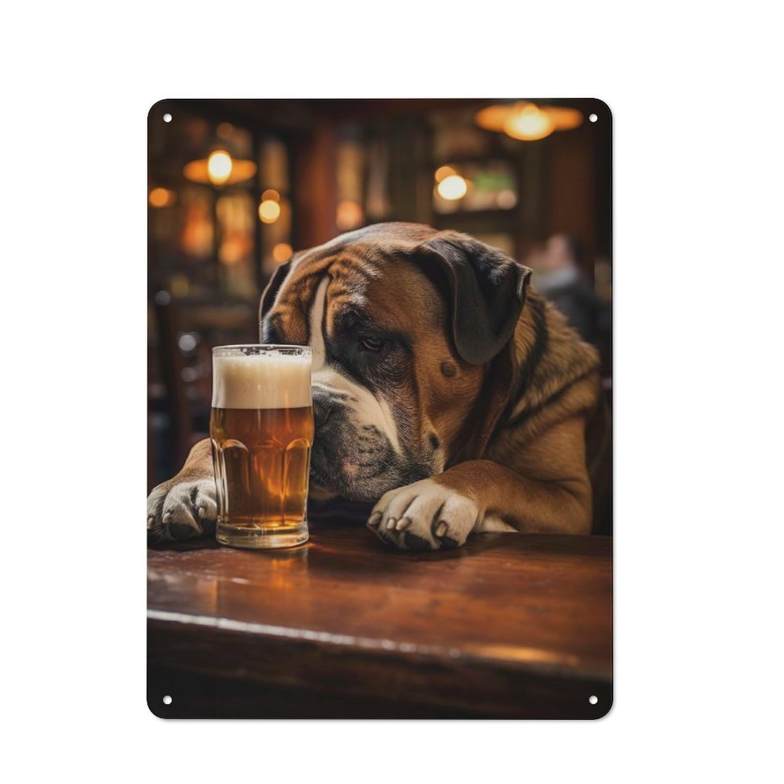 Junmoney Brewsky Beer Dog Bistro Metal Sign 40X30cm, Vintage Cafe Wall Decor For Takeaway, Bar, Kitchen Or Counter Area