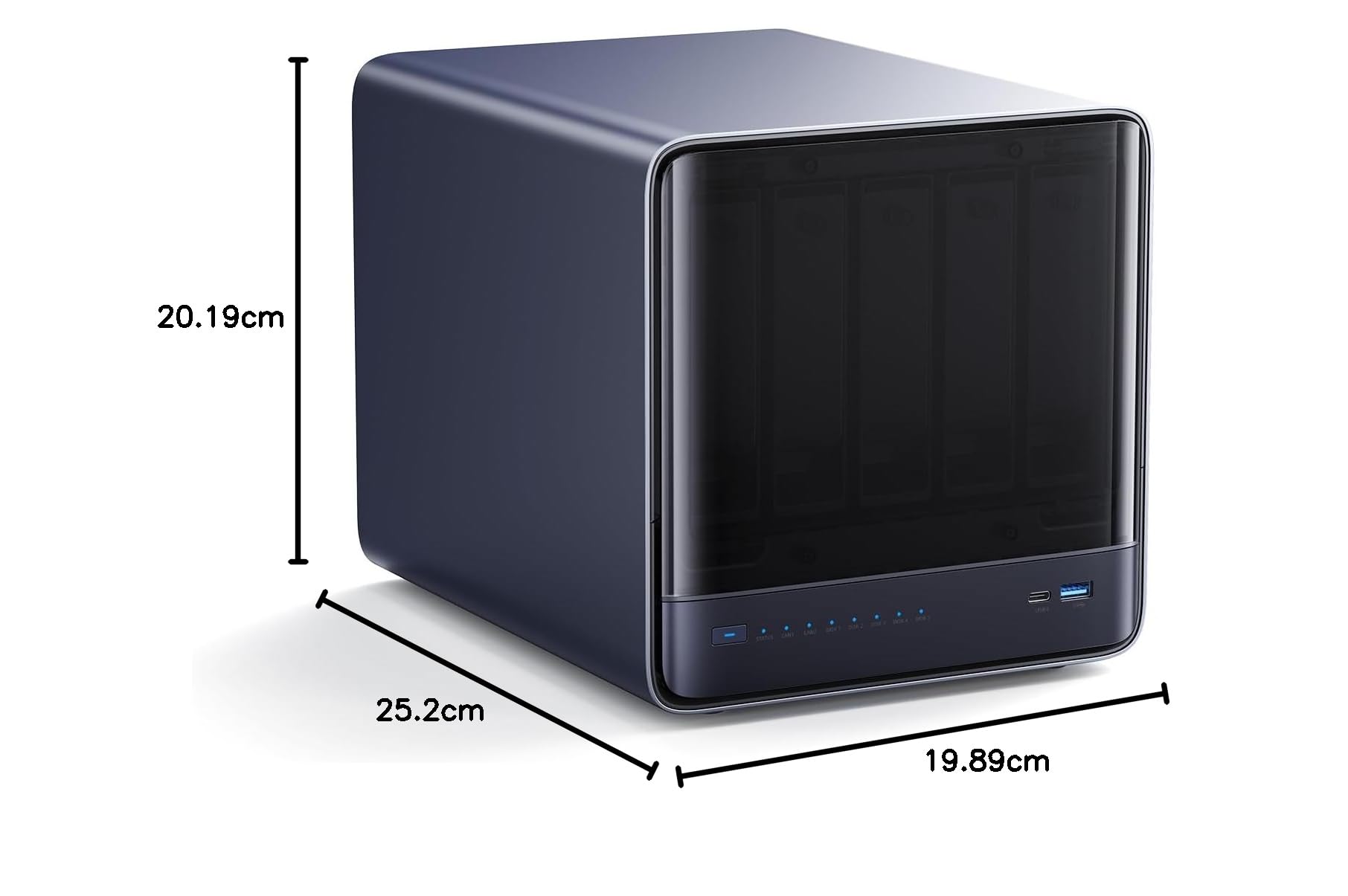 MINISFORUM NAS N5 Pro AI avec AMD Ryzen AI 9 HX Pro 370, 2 emplacements SODIMM DDR5-5600 MHz (prise en charge ECC), SSD 128 Go, 1 sortie HDMI + 2 sorties USB4, 5 emplacements pour disque dur