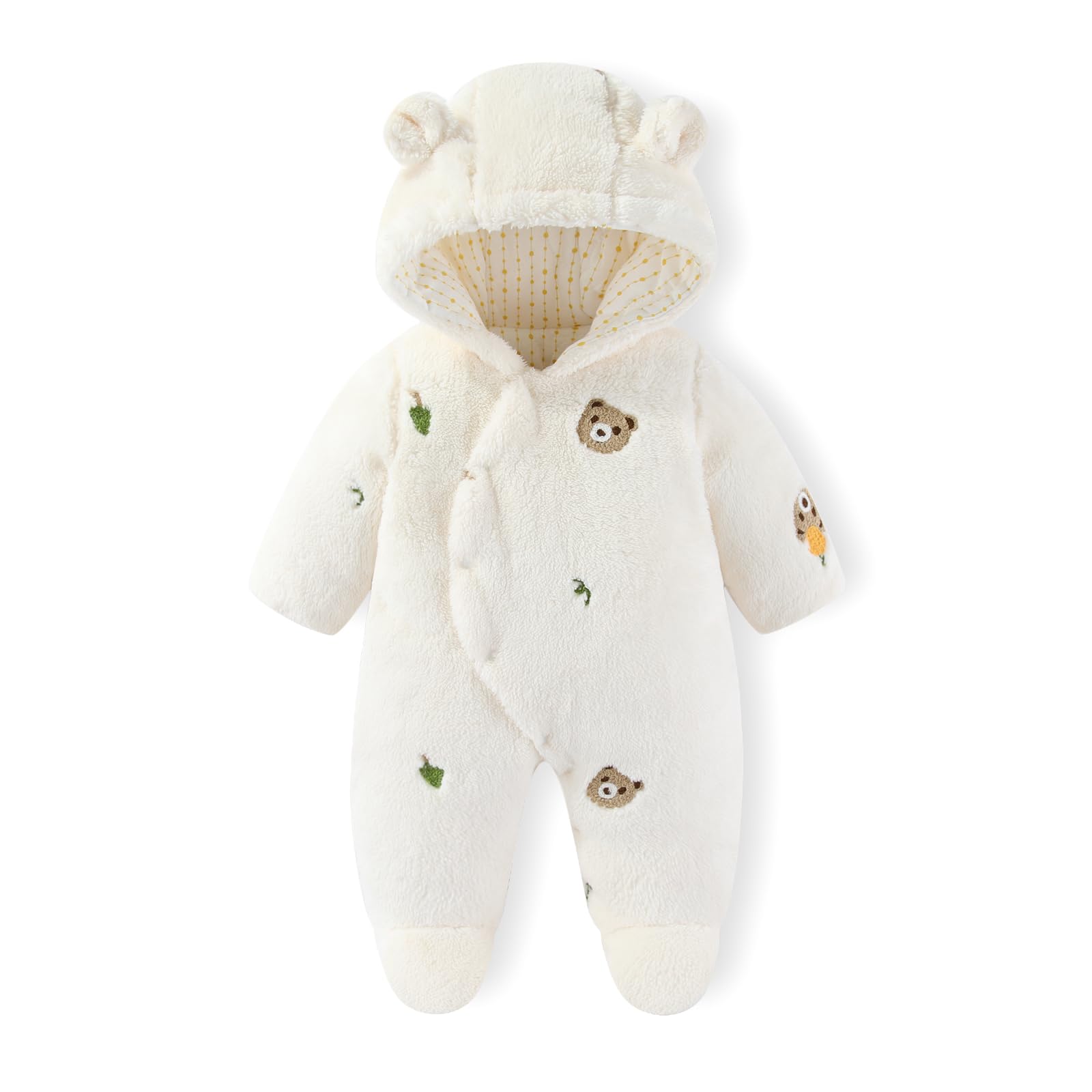 WYTbaby Combinaison de neige d'hiver pour bébé - Avec pieds - En polaire - Avec capuche - Pour nouveau-né de 0 à 12 mois