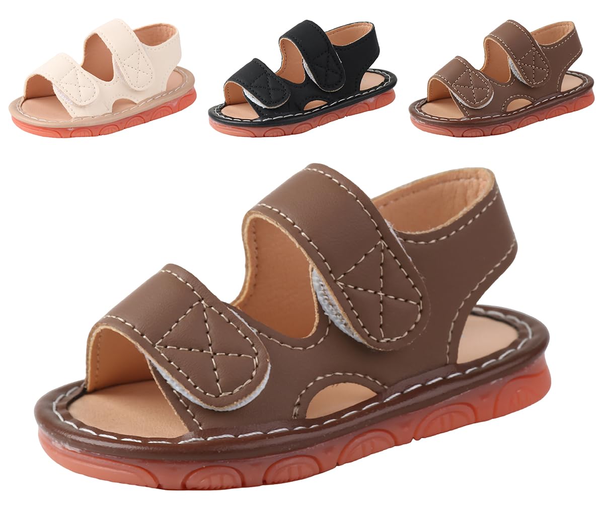 Baby Boys Girls Squeaky Sandals Summer Closed-Toe Anti-Slip Premium Rubber Sole Toddler First Walkers Shoes