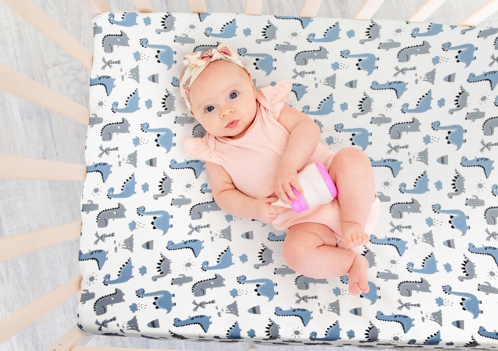 Paquete de 4 sábanas suaves para bebé niño, dinosaurio, estrella, nube, suave, poliéster, neutro, unisex, juego de sábanas bajeras para bebés y niños