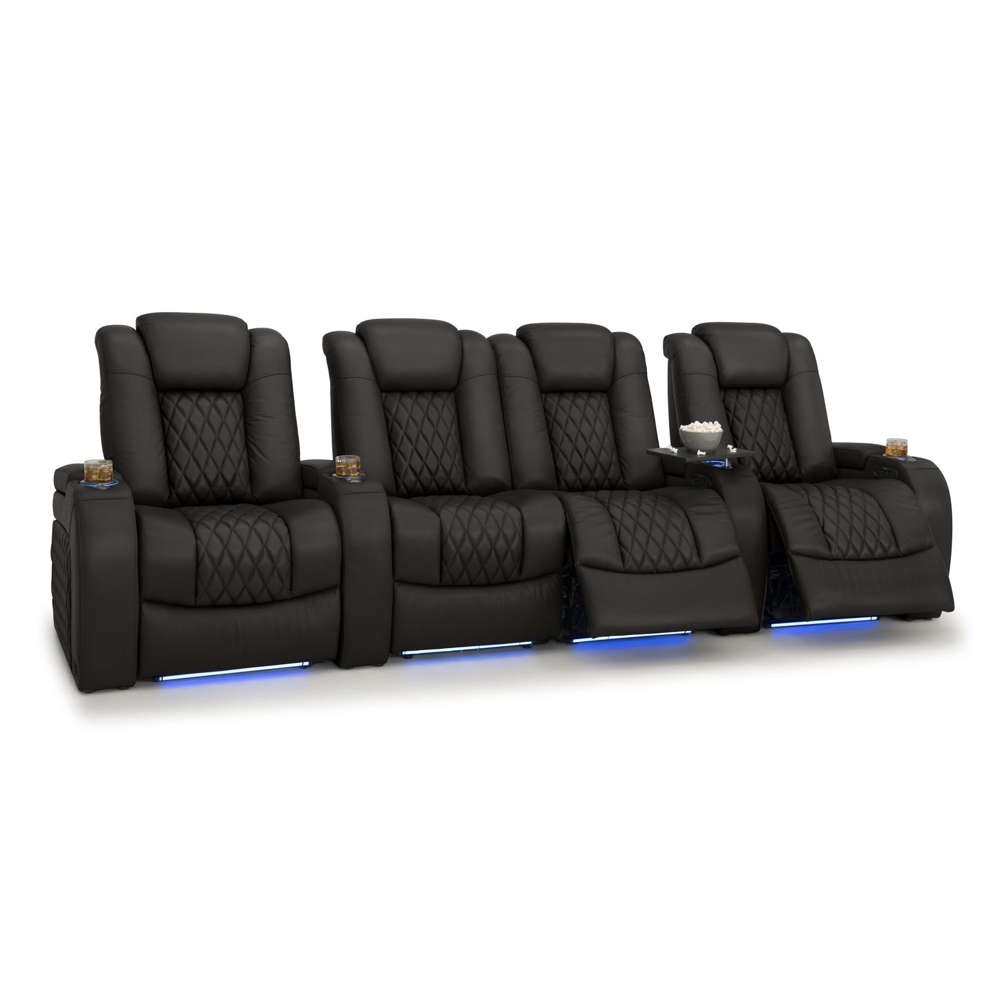 Seatcraft Diamante Home Theater Seating Black Row of 4 Middle Loveseat