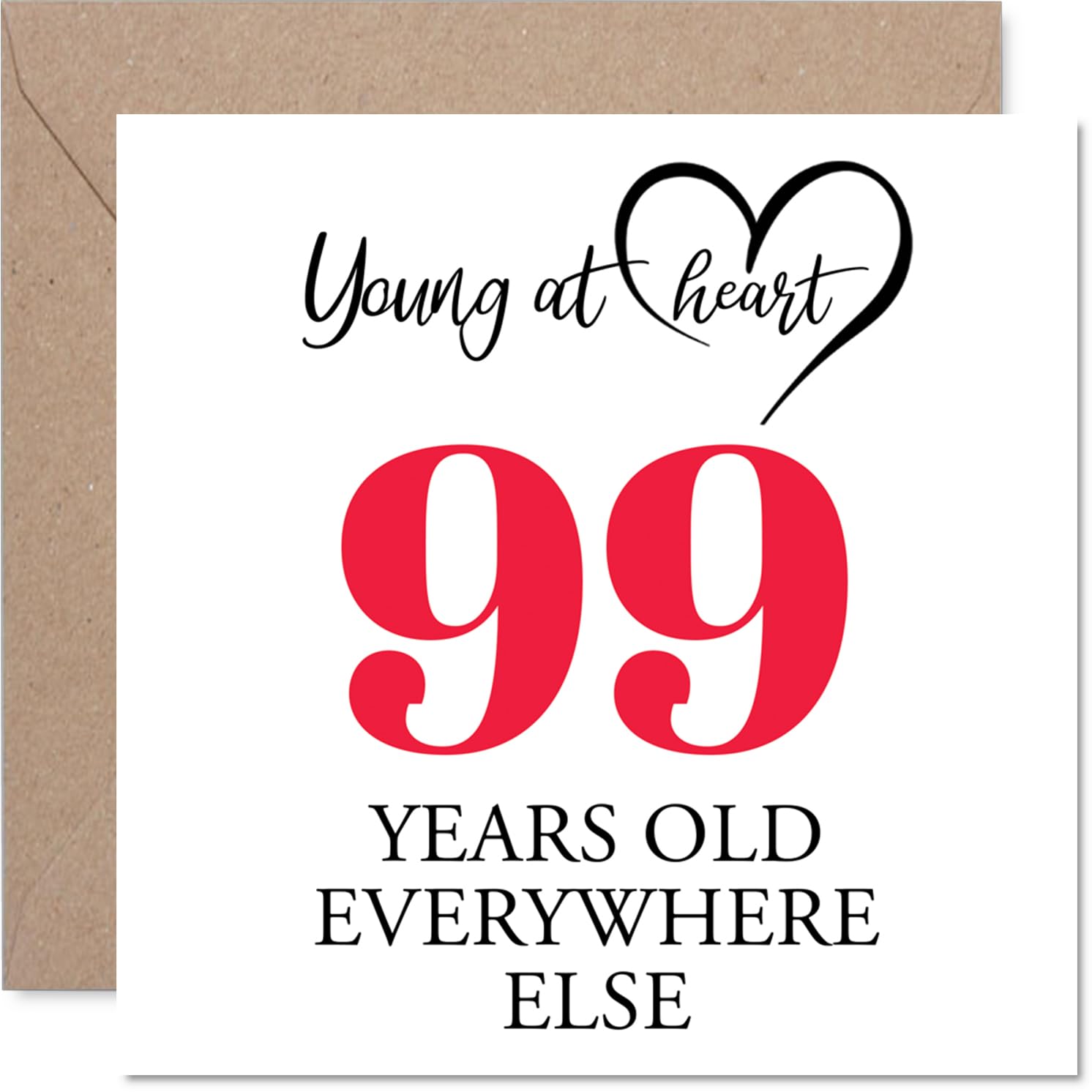 99th Birthday Cards for Men Women - Young at Heart - Happy Birthday Card for 99 Year Old Man Woman Grandma Husband Nanny Auntie, 145mm Bday Greeting Cards