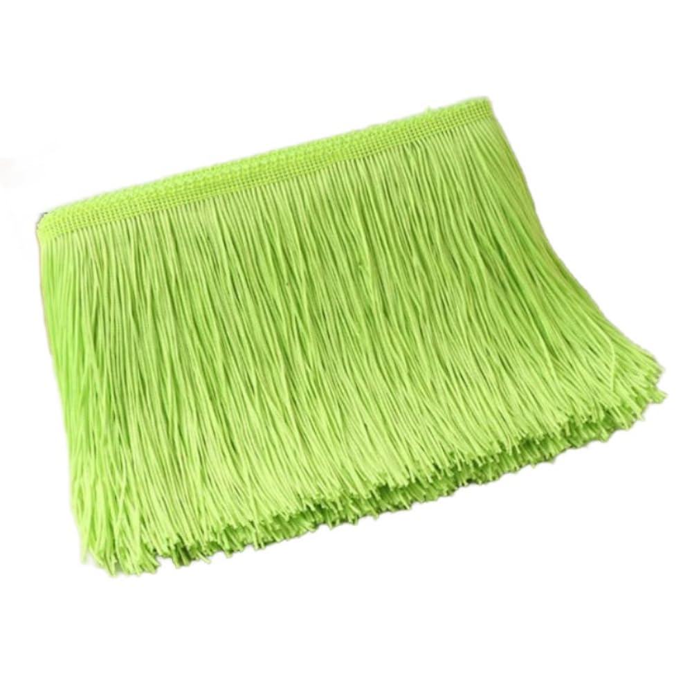 Blausky 10 cm x 2 m Wide Tassel Fringe Trim Dance Fringe Cut Fringe Silky Fringe Ribbon Decorative Ribbon Fringe Trim Ribbons for Sewing, for Latin Dress, Lingerie Curtains, Light Green
