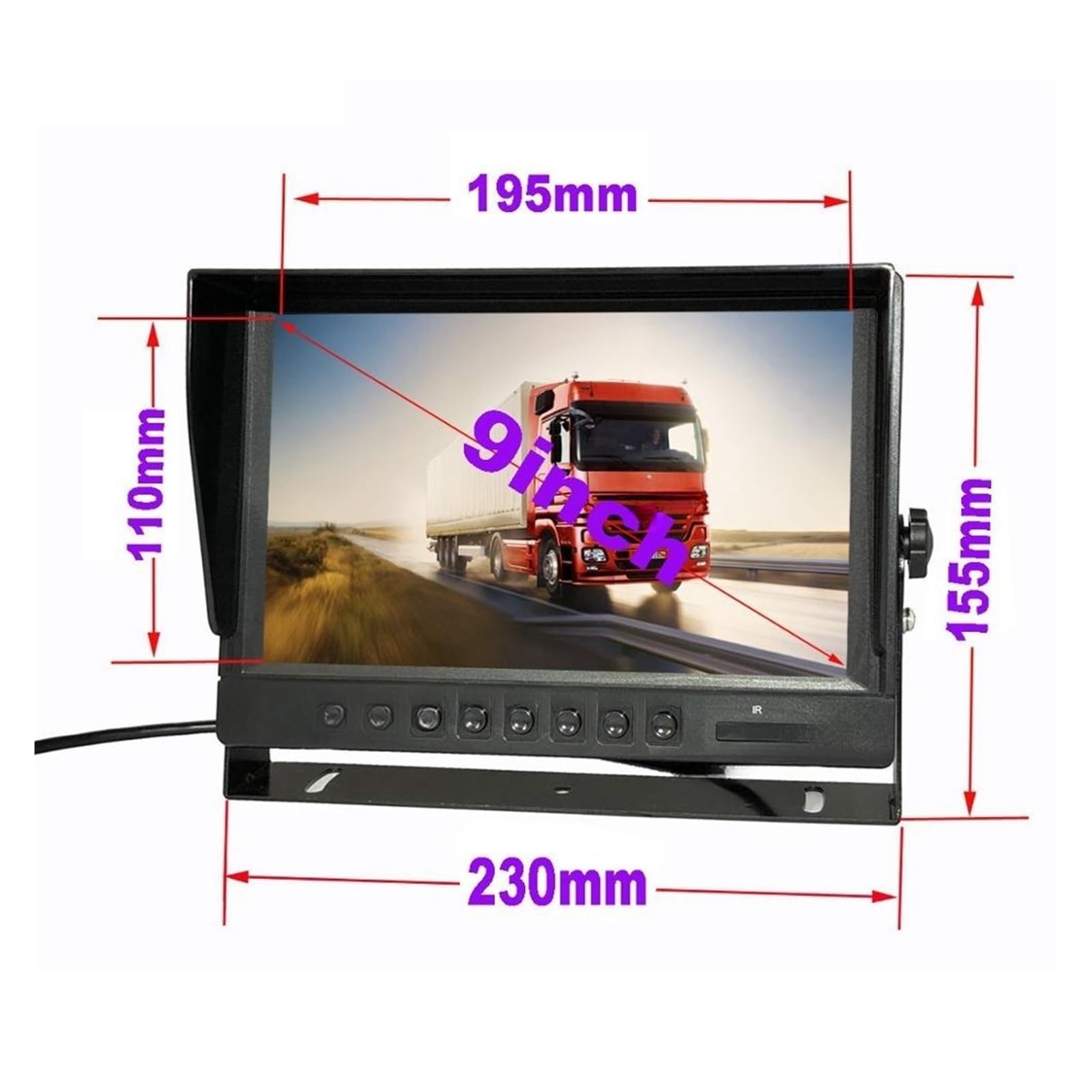 9 "IPS HD SD DVR grabación 2CH Split 4Pin Monitor de visión trasera de coche + 2x1080P AHD cámara de marcha atrás de respaldo for autobús camión impermeable