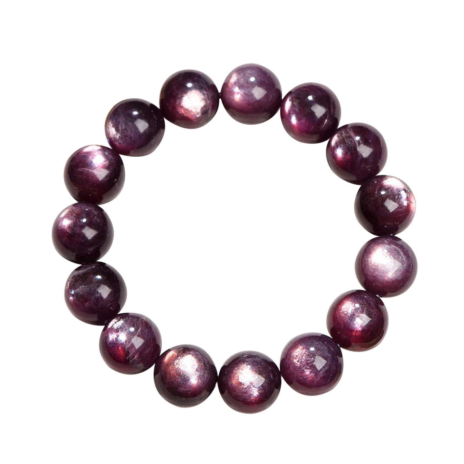 Bracciale con Perline Rotonde di lepidolite Viola Naturale, Filo di Pietre preziose di Mica e Occhio di Gatto con Scaglia di Drago Viola, Braccialetto energetico Unisex,8~9mm
