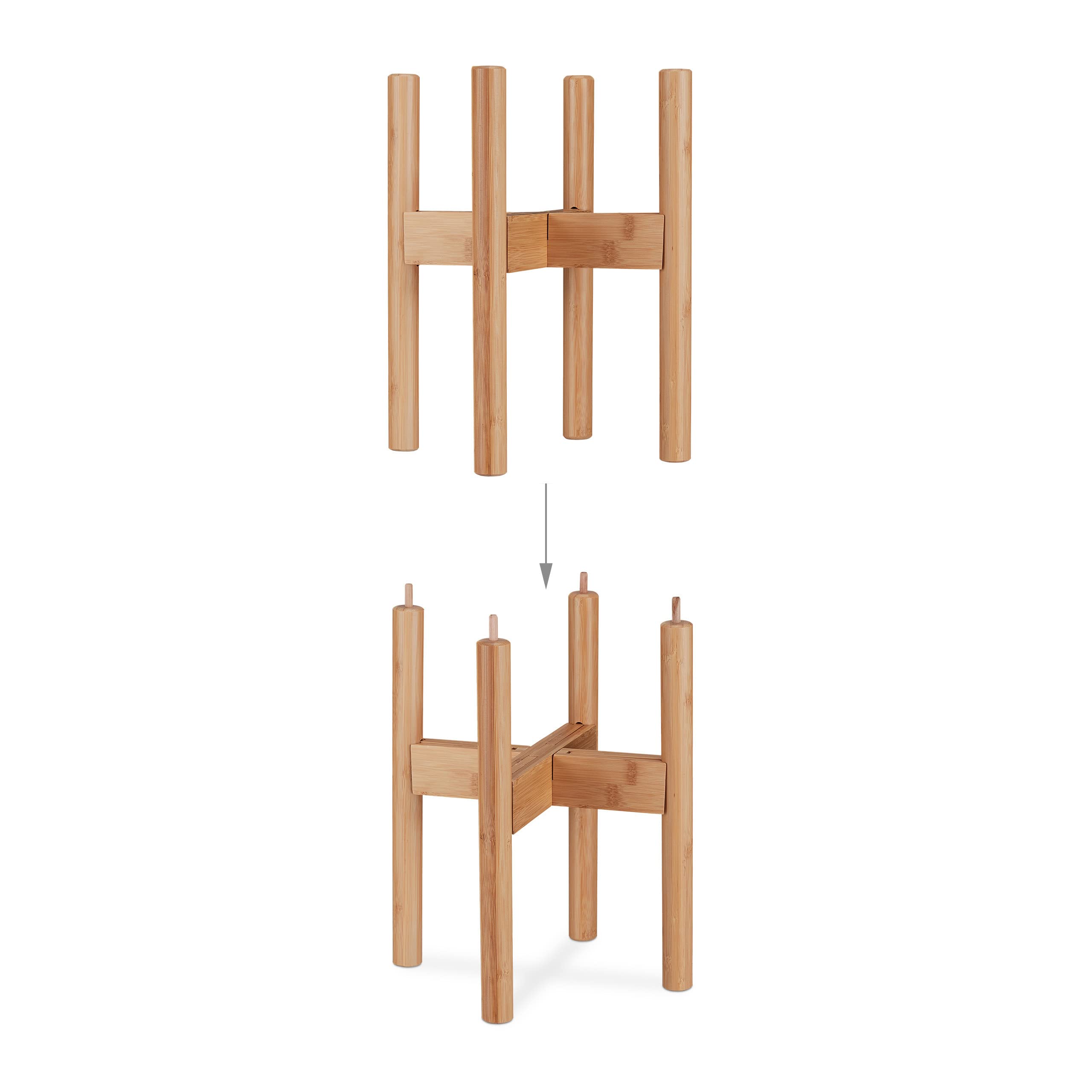 Relaxdays Set da 2 Supporti per Fiori e Piante, Portavasi per Vasi Fino 32 cm Ø, Regolabili e Impilabili, Marrone Chiaro