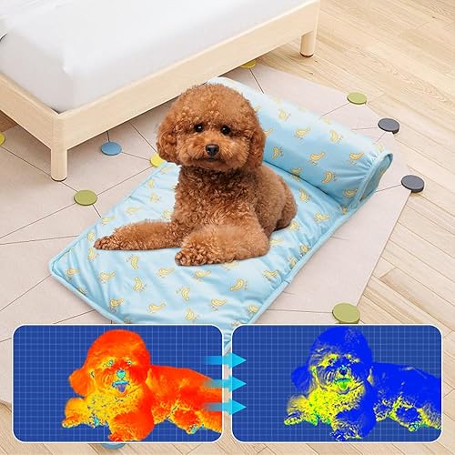 Miniatura 6 de ROWPOZ Cama refrescante para gatos y perros, tapete refrescante para mascotas con almohada, portátil y lavable, manta refrescante para mascotas,