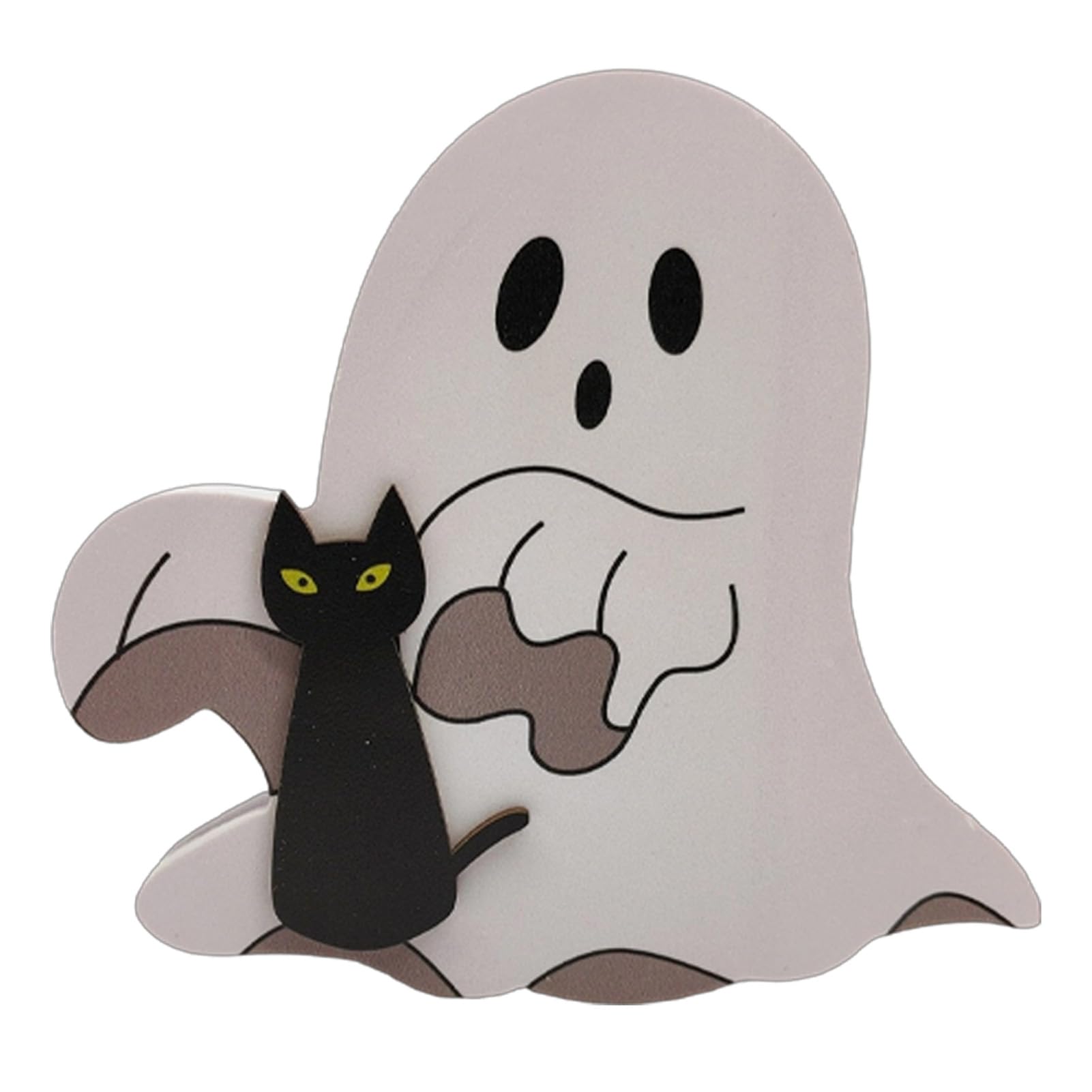 Virelynx Halloween Ghost Table Sign, Wooden Spooky Ornament for Tray