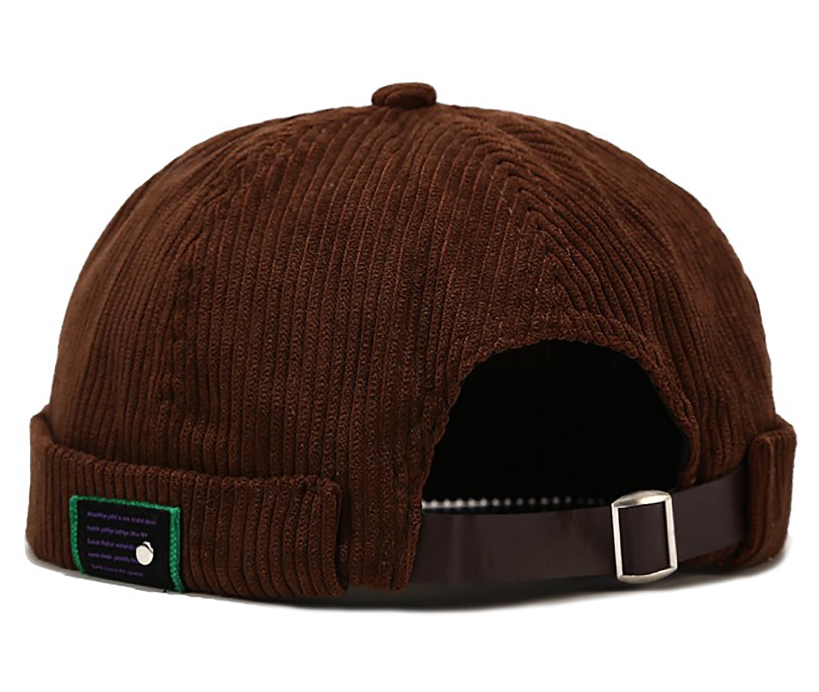 XYIYI Brown Men Corduroy Brimless Hats Docker Cap Sailor Cap Worker Hat Rolled Cuff Retro Beanie Hat