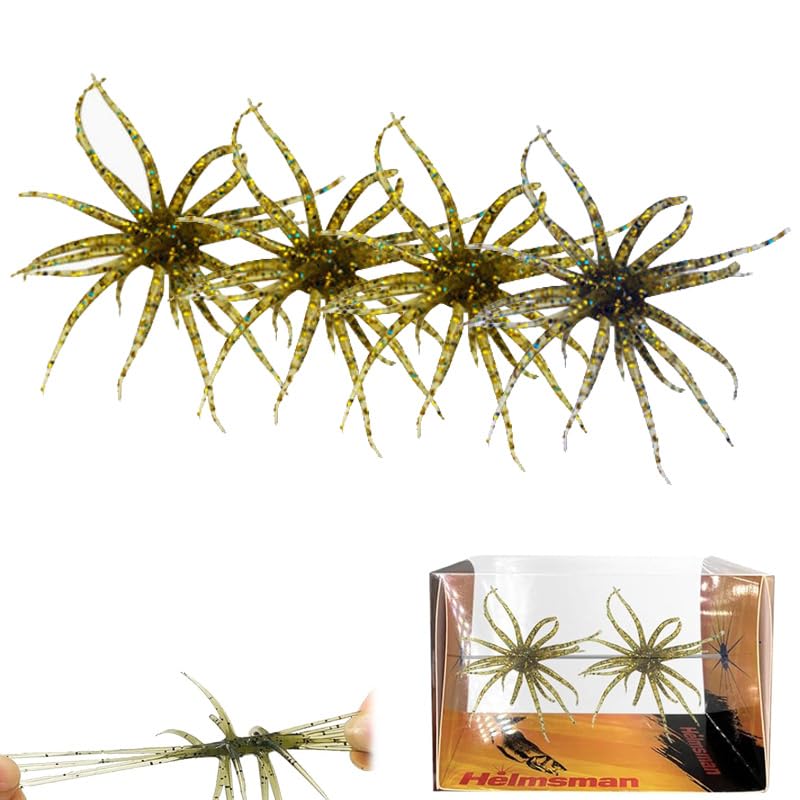 4Pcs Sea Urchin Soft Bait, Floating TPR Swimbait with Reflective Stars,Realistic Fuzzy Dice Fishing Lure, Soft Artificial Sea Urchin Lures for Shore, Trout, River, Lake, Saltwater