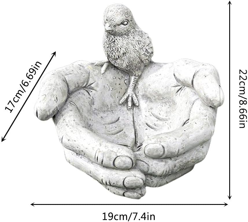 Brteyes Hand-Shaped Bird Bath Feeder Creative Bird Feeder Outdoor Garden Decorations Ornaments for Patio Porch Pathway Yard