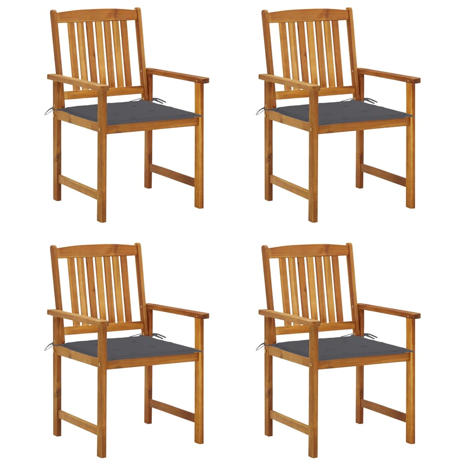 Chaise d’extérieur Mogou en acacia massif avec coussins d'assise