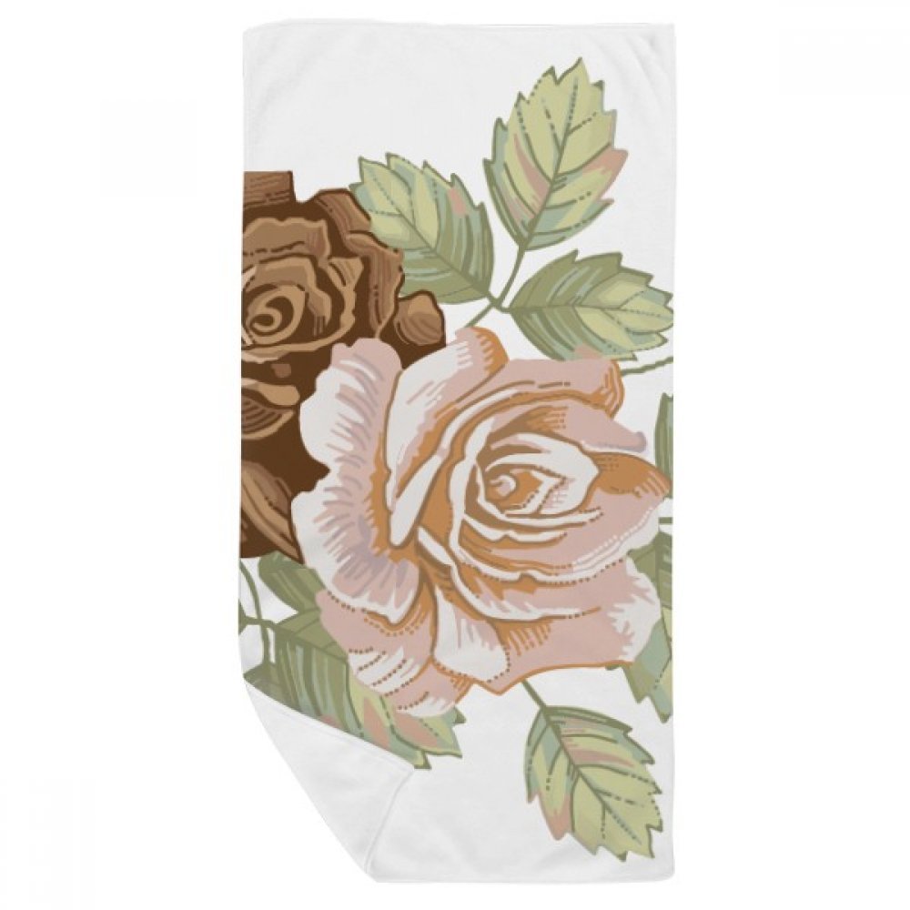 Serviette de bain douce fleurs rose et blanc 35x70cm pour toilette